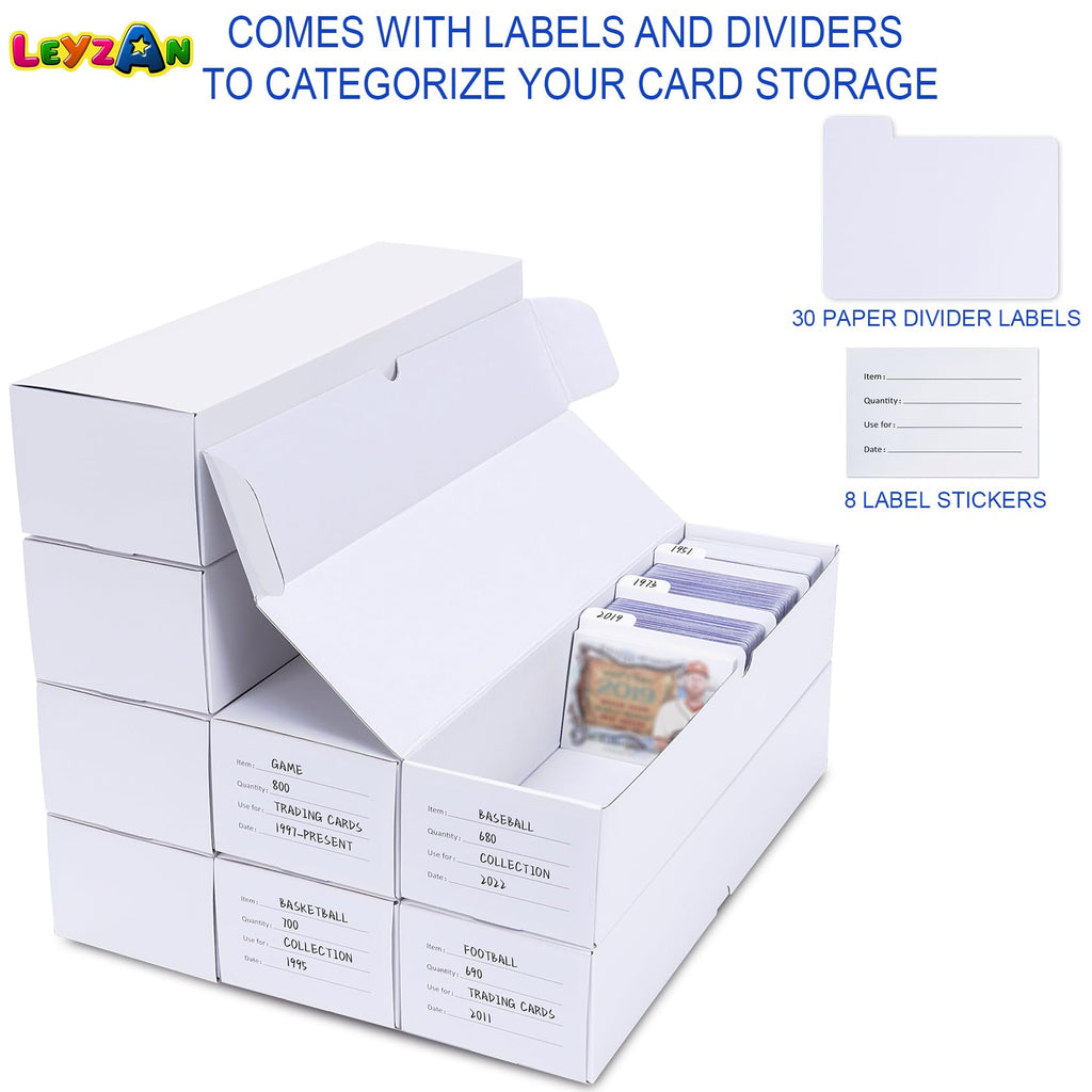 Leyzan Trading-Card Storage Box, 8-Pack • 1000 Count Corrugated Cardboard Storage Box with dividers & labels for TCG/Magic/Mtg storage and Collection, 14.4 INCH Horizontal - 5