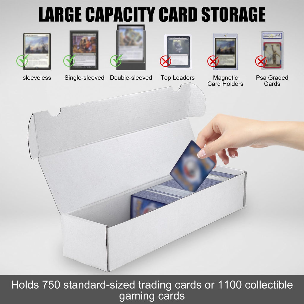 XRACV Trading Card Storage Box, 10-Pack 1100 Count White Corrugated Cardboard Bulk Sports Storage Box for TCG/Magic/Mtg Basketball Cards, Collectible Trading Cards - 6