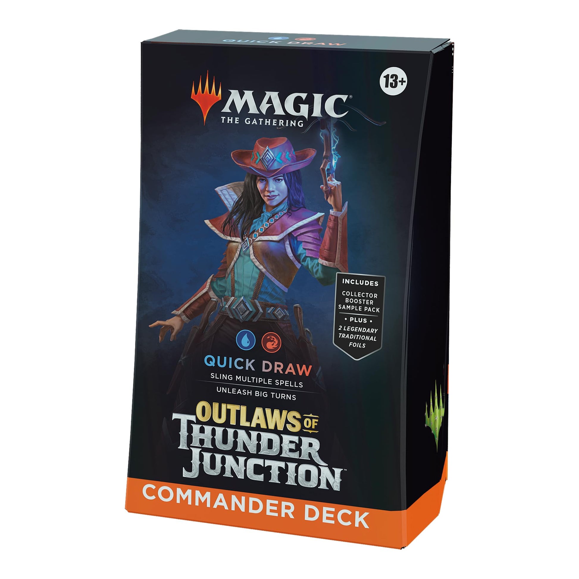 Magic: The Gathering Outlaws of Thunder Junction Commander Deck - Quick Draw (100-Card Deck, 2-Card Collector Booster Sample Pack + Accessories)