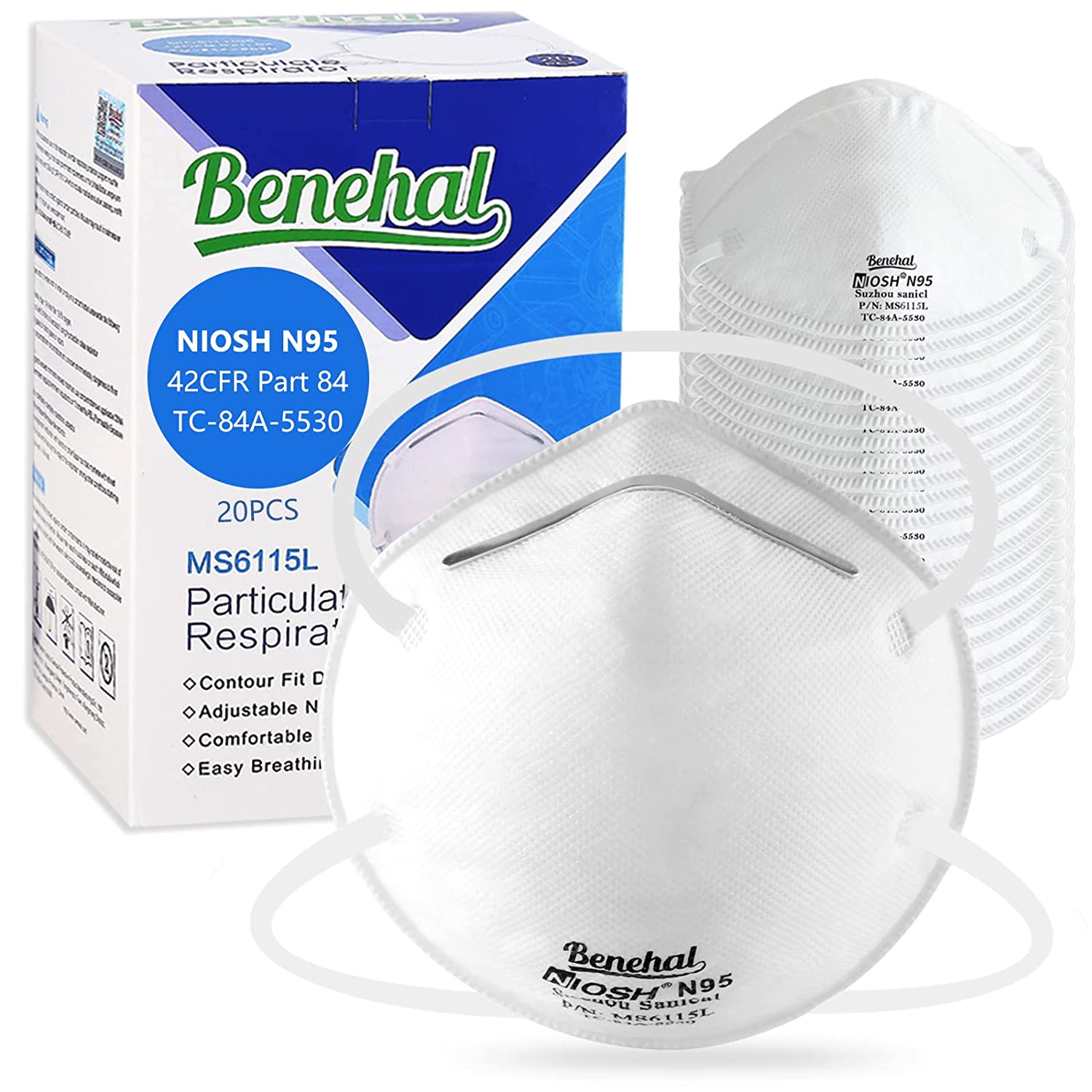 NIOSH N95 Disposable Particulate Respirator 20PC/Box AS/NZS approved dust Mask - Paint Accessories