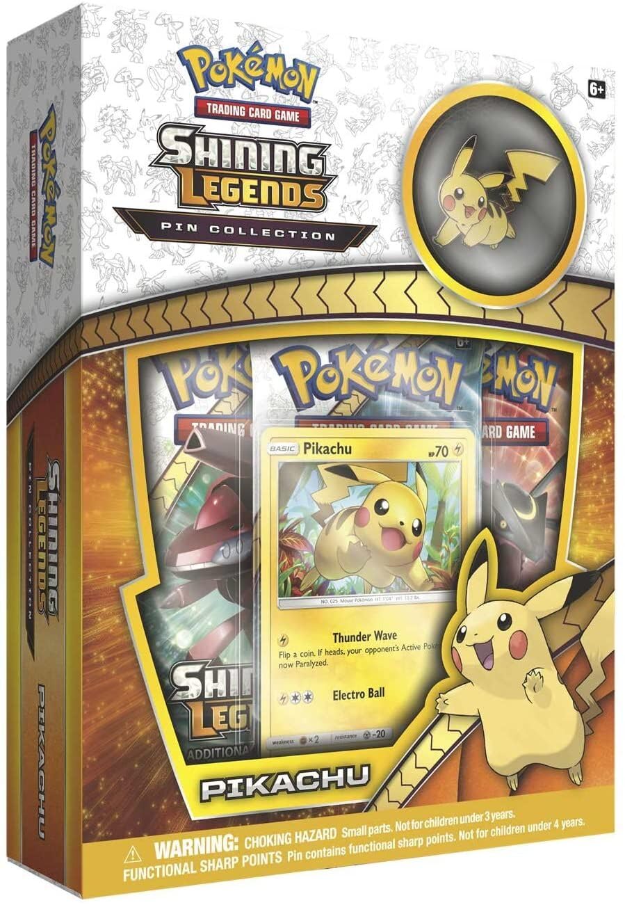 Pokemon TCG: Pikachu Shining Legends Pin Collection | Includes Playable Pikachu Promo Foil & Collector's Pikachu Pin | Plus 3 Shining Legends Expansion Booster Packs | 31 Cards Total