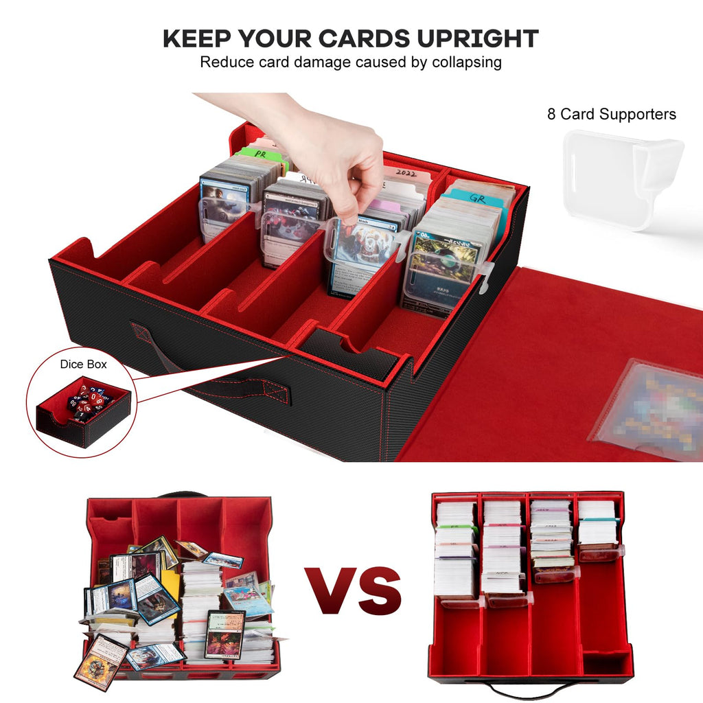Gomyrod Card Storage Box 3200+ MTG Deck Box with 30 Colorful Divider, 4 Row Commander Trading Card Cases with Portable Handle & Display Windows, Fits for MTG/TCG/Magic Cards, Patented Design - 3