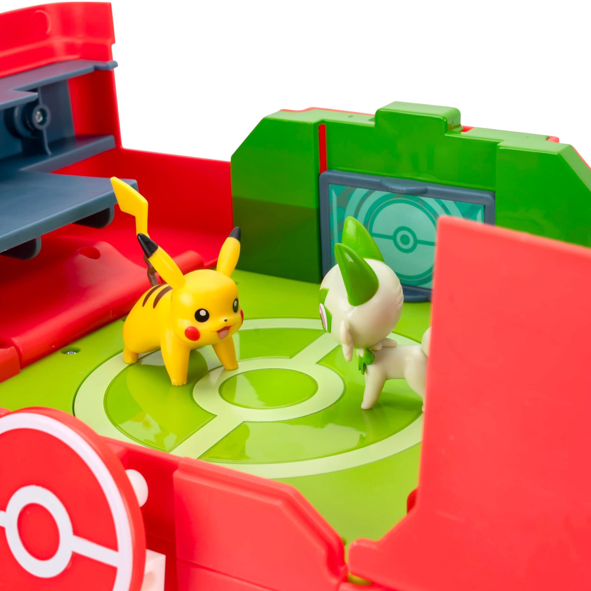 Jazwares Pokémon Play ‘N’ Display Case - Multi-Level Storage Unit with Rooftop Arena and Space for 35+ 2-Inch Battle Figures - 3