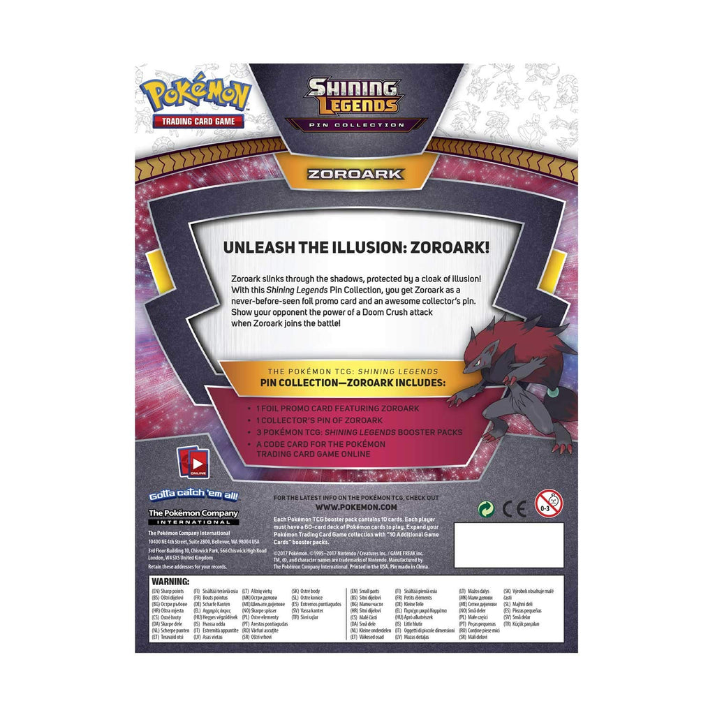 Pokemon TCG: Shining Legends Pin Collection – Zoroark, Premium Collectible Trading Card Set, Includes 3 Booster Packs, 1 Ultra Rare Foil Promo Card, 1 Collectors Pin, Online Code Card - 2