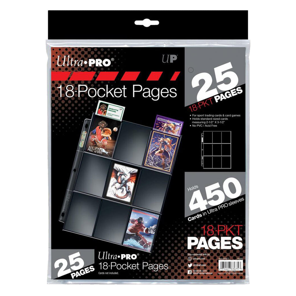 ULTRA PRO Page 18PKT Silver Series Page Holds 2.5 x 3.5 cards 25 pages - Pages