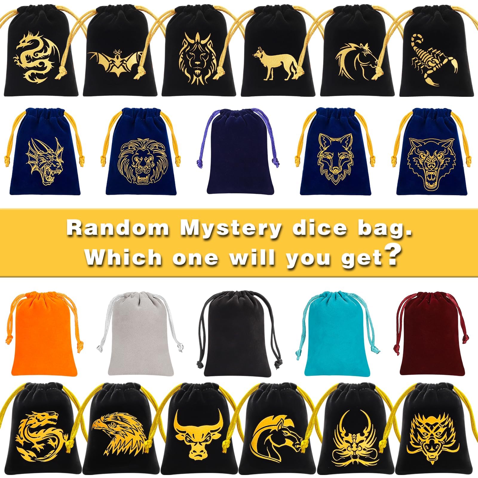 QMAY Polyhedral Dice - 8PCS Mystery Dice Set, Various Styles, Random D&D Dice Patterns & Dice Bag, DND Gifts, Suitable for Dungeons and Dragons, RPG, MTG,Role Playing Table Game - 7