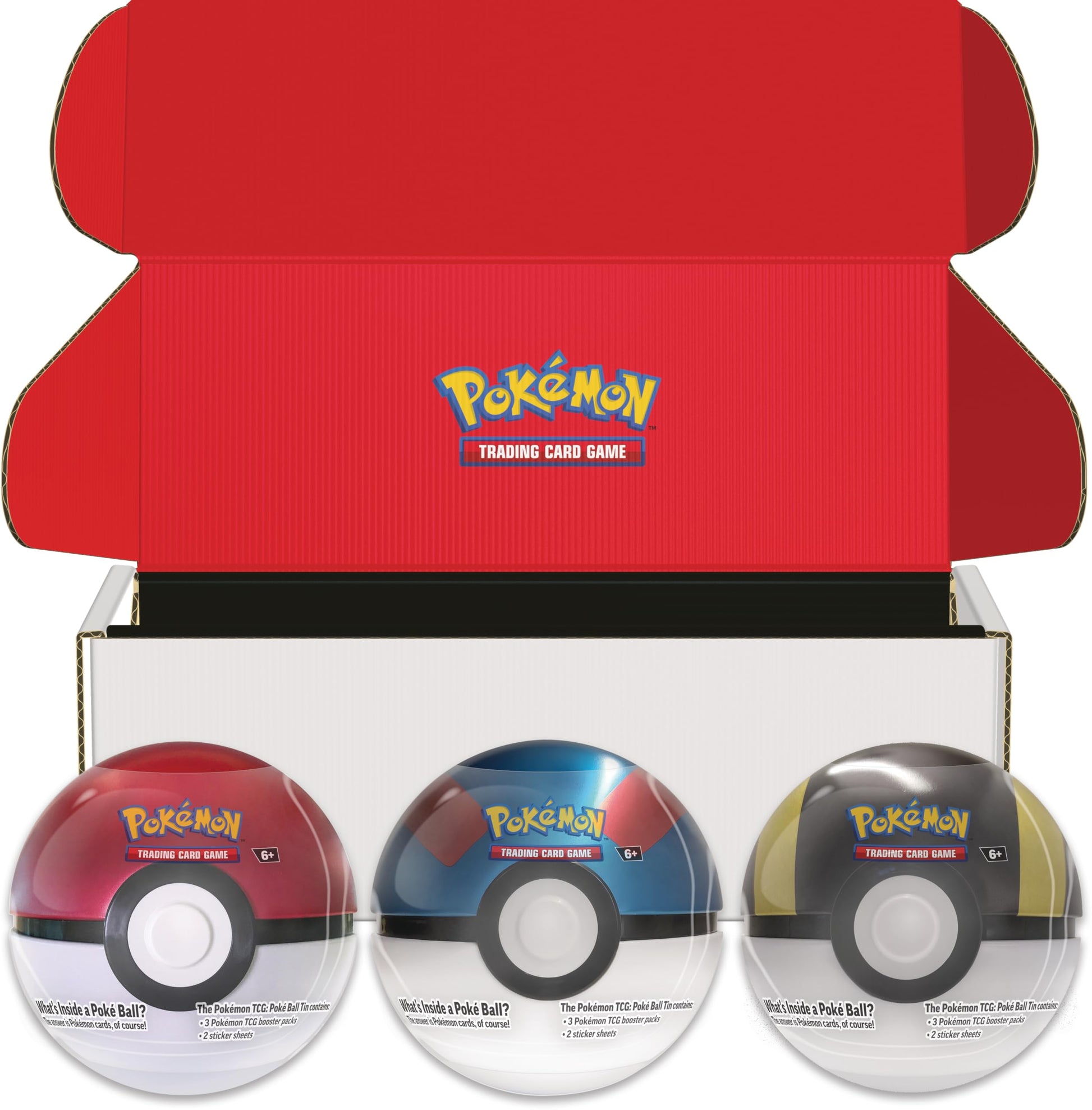 Pokémon TCG: Poké Ball Tin 3-Pack Bundle 2024- Poké Ball, Great Ball, Ultra Ball. AMAZON EXCLUSIVE (Includes 9 Scarlet & Violet Booster Packs + Stickers)