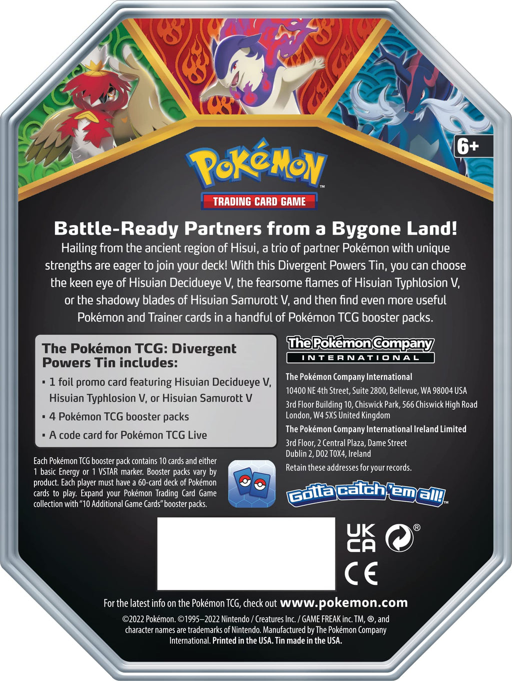 Pokémon TCG: Divergent Powers Tin – Hisuian Decidueye V (1 Foil Card & 4 Booster Packs) - 5