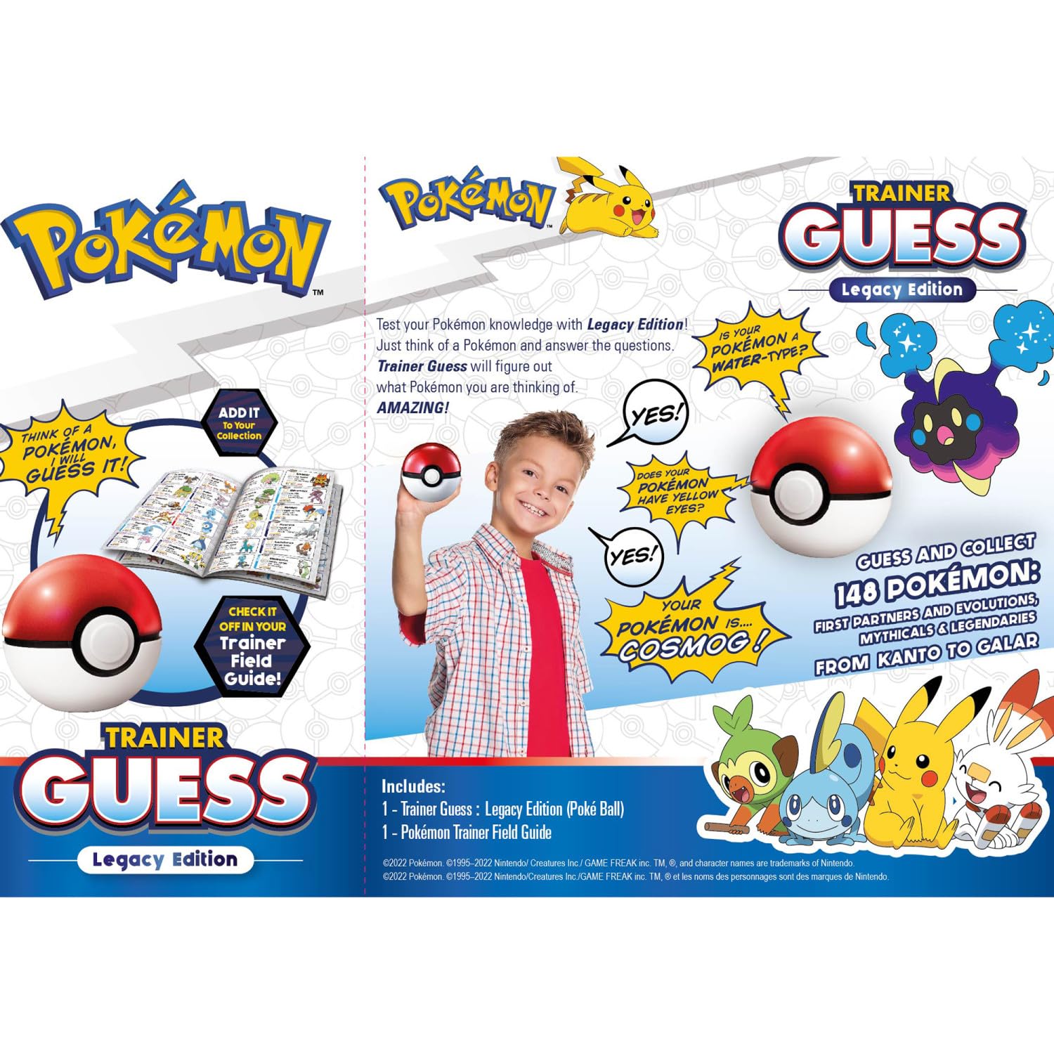 Pokemon Trainer Guess - Legacy - Electronic Guessing Game, Collect 148 Iconic, Field Guide, Talk to Your Light & Sound Poke Ball, Kids 6+ Brown Box Packaging - 9