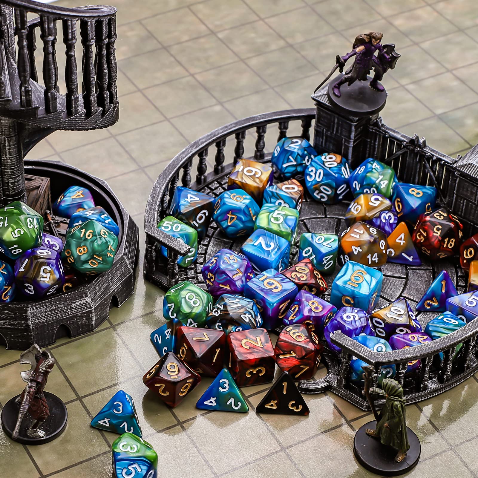 CiaraQ Polyhedral Dice Set - DND Role Playing Dice for Dungeons and Dragons RPG Table Games, Double-Color, 35pcs - 5
