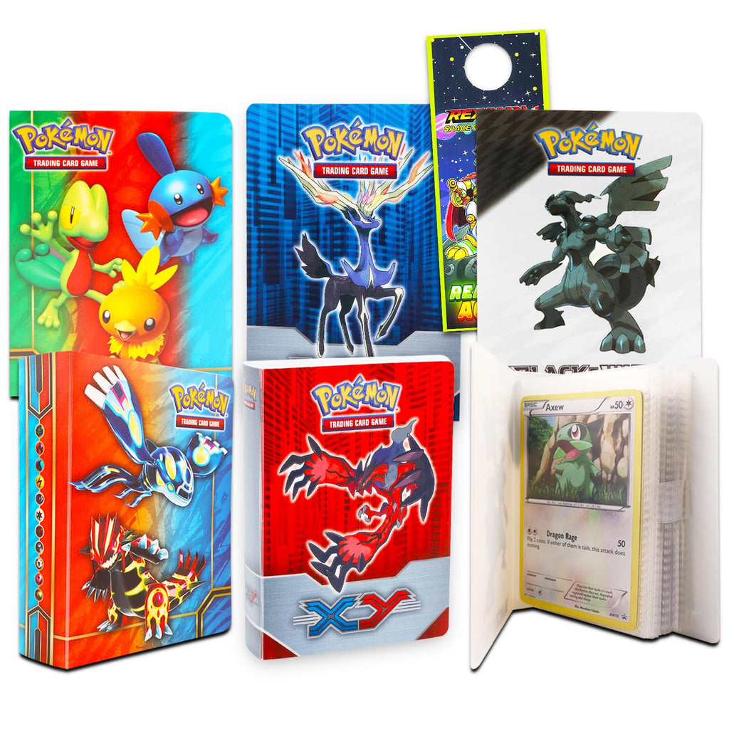 Pokemon Binders for Cards 6 Pack - Bundle with 6 Assorted Mini Binders, Each Holds 60 Cards Plus Door Hanger | Pokemon Card Carrying Case Set