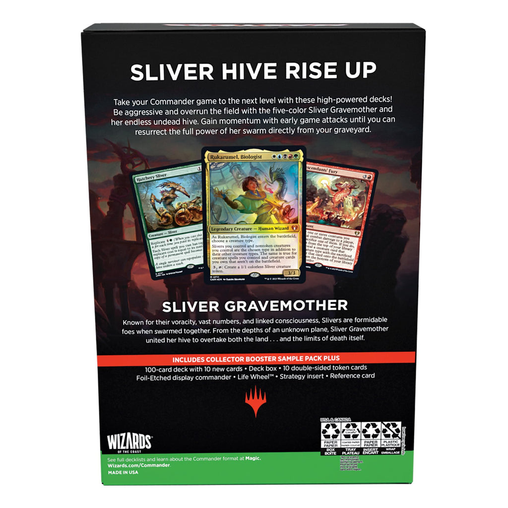 Magic: The Gathering Commander Masters Commander Deck - Sliver Swarm (100-Card Deck, 2-Card Collector Booster Sample Pack + Accessories) - 2