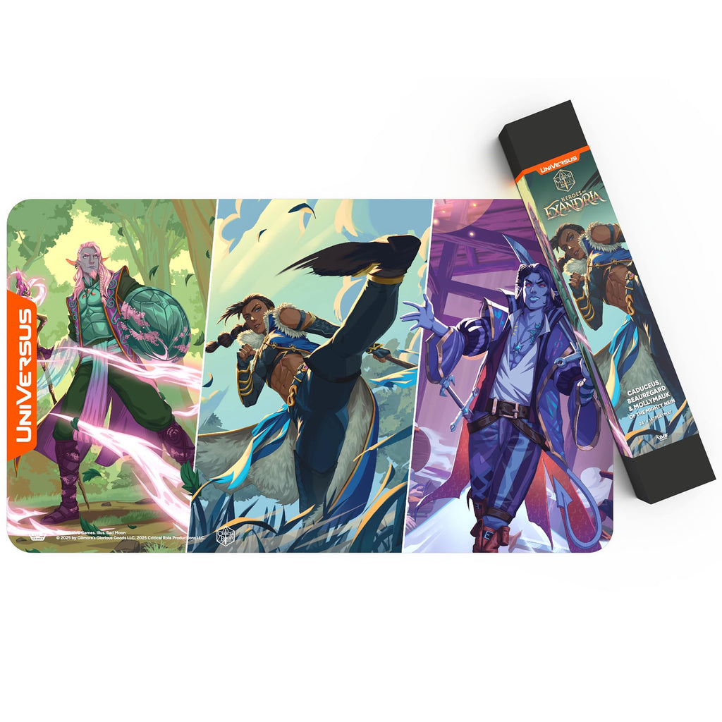 UniVersus: Critical Role: Heroes of Exandria - Caduceus, Beauregard & Mollymauk of The Mighty Nein Playmat - 24x14, Neoprene, Tabletop Game Accessory - 5