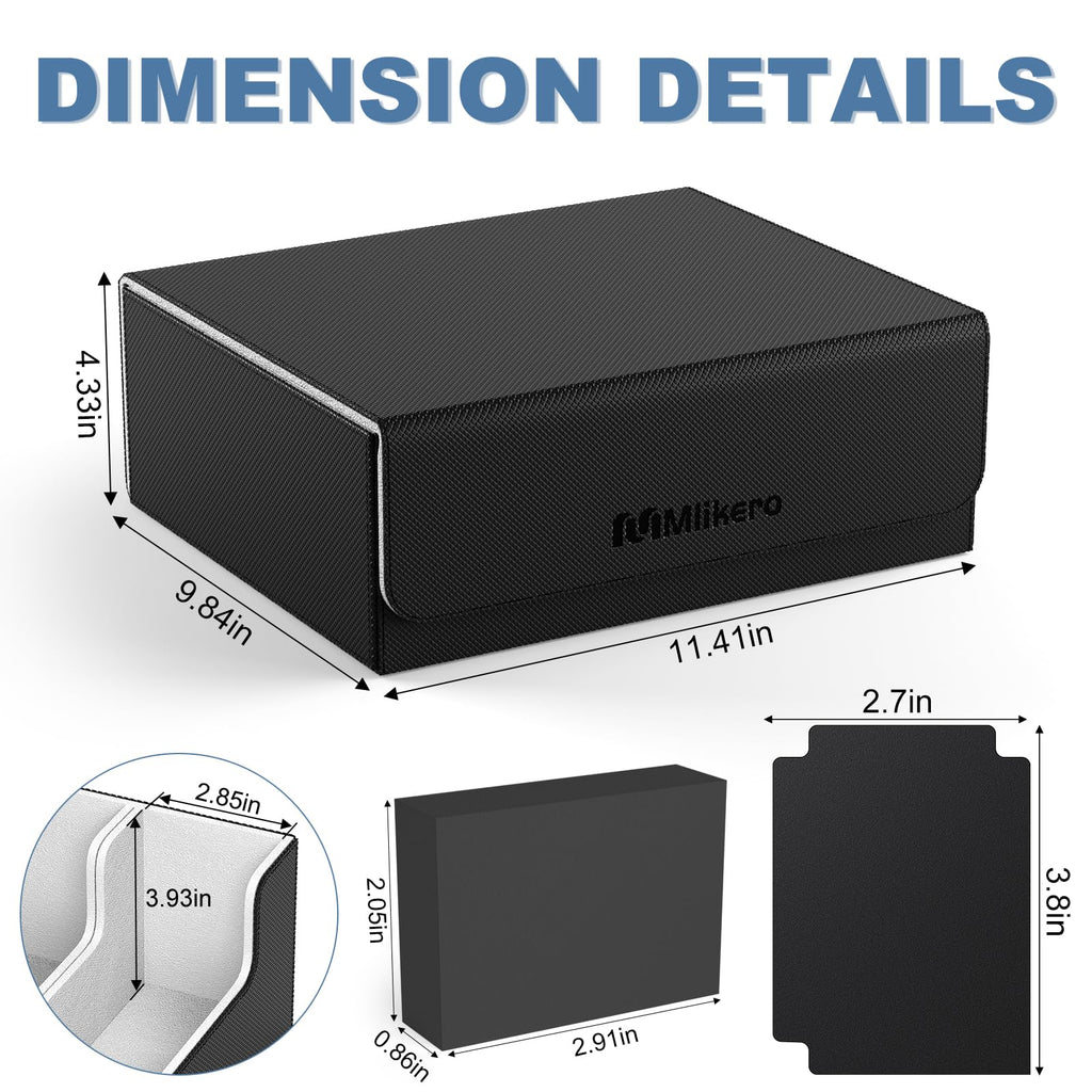 Mlikero Card Deck Case for Trading Cards 1800+, Trading Card Storage Box with 10 Dividers and 3 Foam Stoppers, Leather Magnetic Closure Commander Deck Box Fit for YuGiOh, MTG and Sport Cards - 4