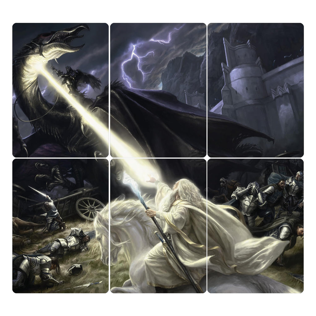 Magic: The Gathering The Lord of The Rings: Tales of Middle-Earth Scene Box - Gandalf in Pelennor Fields (6 Scene Cards, 6 Art Cards, 3 Set Boosters + Display Easel) - 5