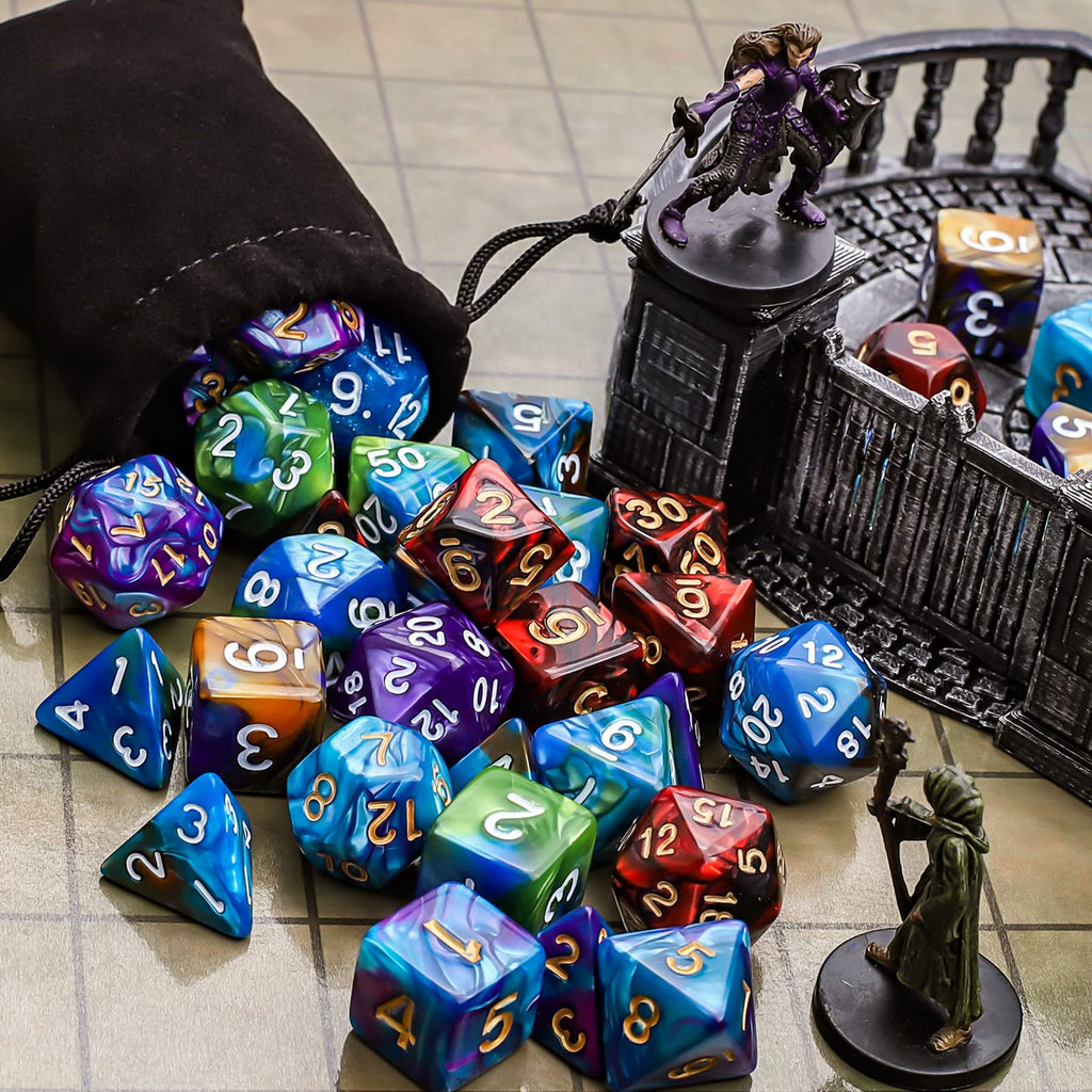 CiaraQ Polyhedral Dice Set - DND Role Playing Dice for Dungeons and Dragons RPG Table Games, Double-Color, 35pcs - 6