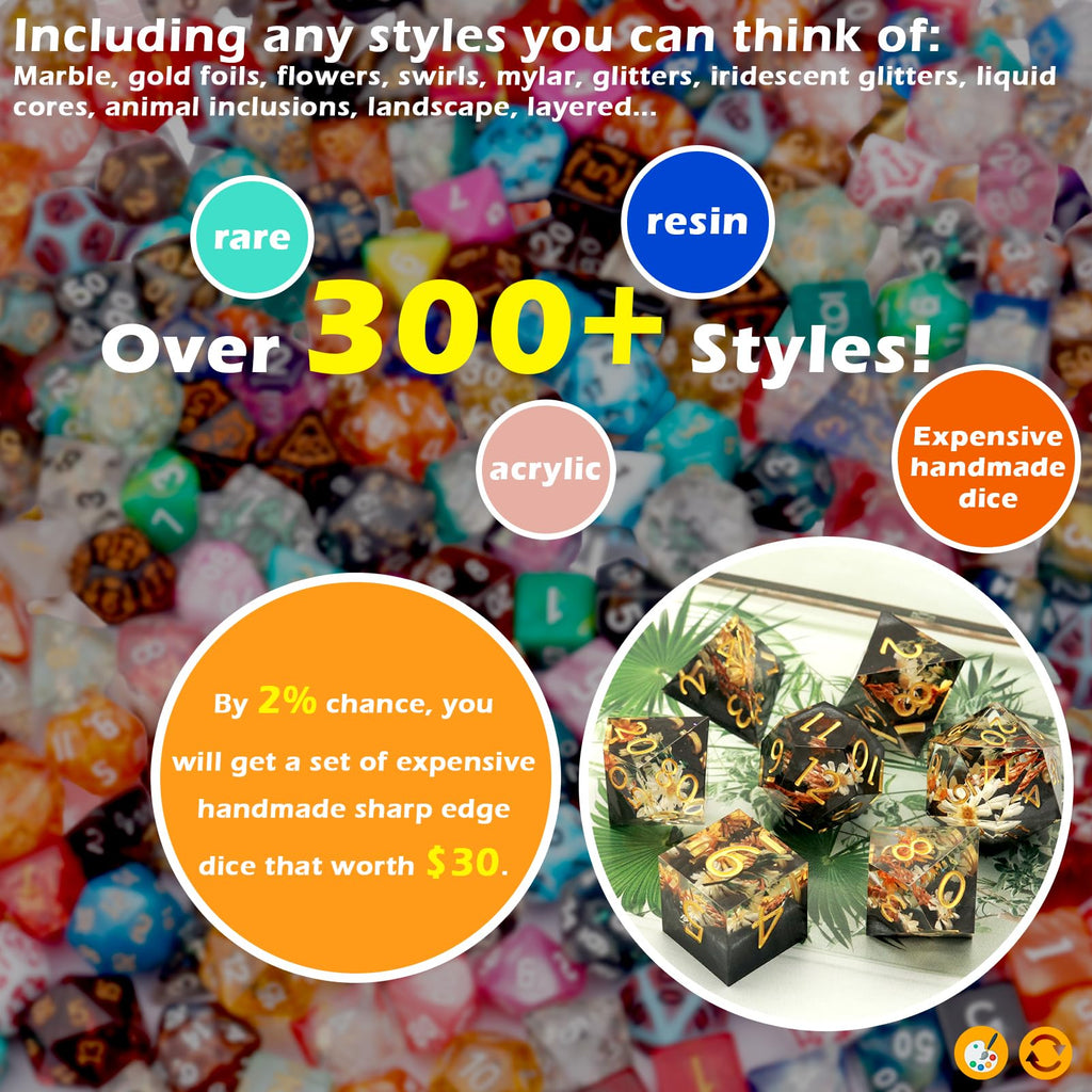 Haxtec Mystery Dice Set DND Dice Wide Range of Patterns Polyhedral Gaming Dice for Tabletop & Role-Playing RPG DND Gift - 8