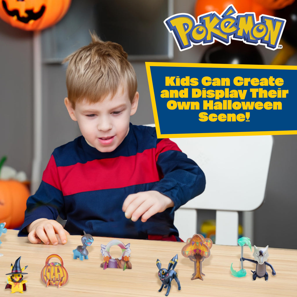 Pokemon Halloween Countdown Gift Set for Kids, 16 Piece Playset - Includes 11 Toy Character Figures & 5 Accessories - Pikachu, Eevee, Meowth & More - 4.5" Deluxe Action Grimmsnarl - For Boys & Girls Age 4+ - 3