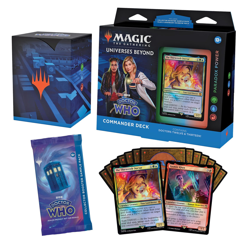 Magic: The Gathering Doctor Who Commander Deck Bundle – Includes All 4 Decks (1 Masters of Evil, 1 Blast from The Past, 1 Timey-Wimey, and 1 Paradox Power Deck Set) - 4