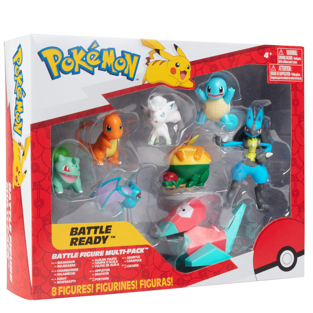 Pokemon Battle Ready! Toy Figure Set, 8 Pieces - 2" & 3" Charmander, Bulbasaur, Squirtle, Lucario, Alolan Vulpix & More - Holiday Christmas Stocking Stuffer Gift for Kids, Boys, Girls - 4+ - 2