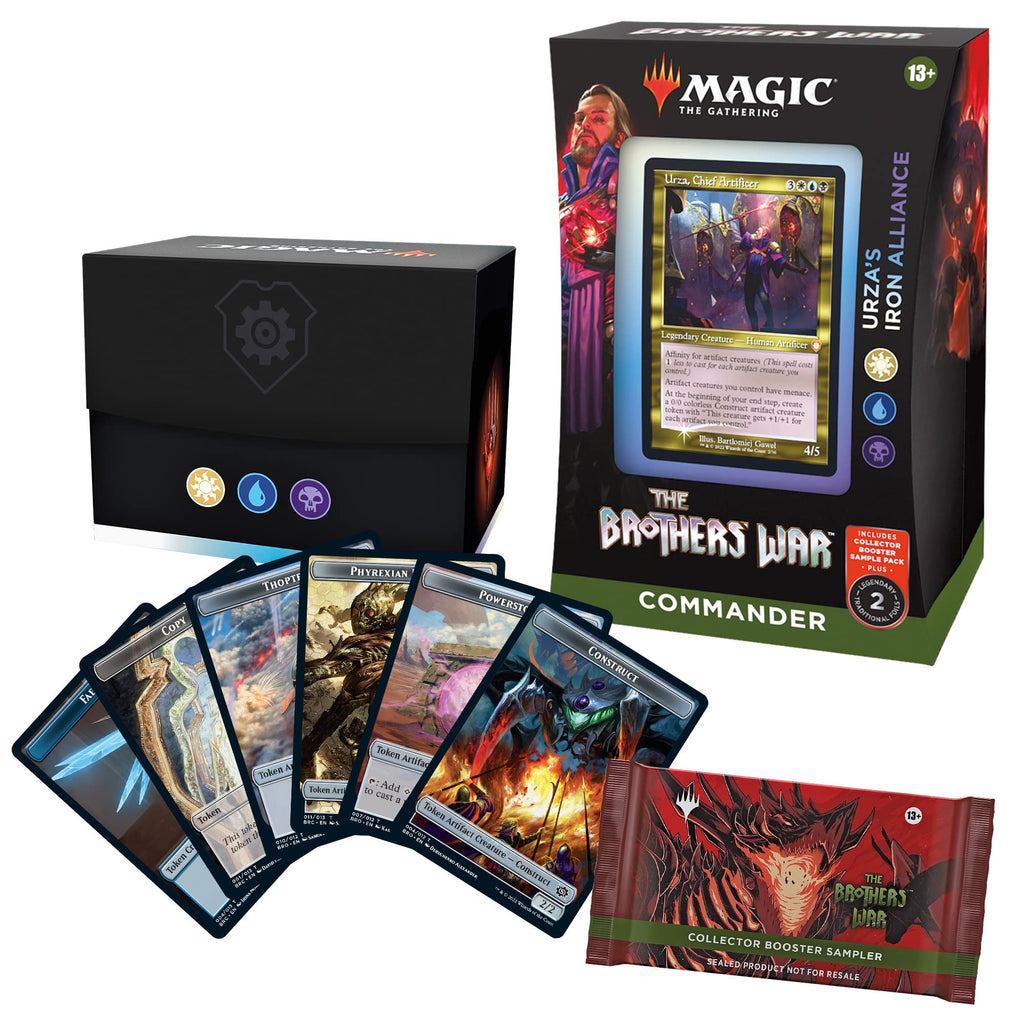 Magic: The Gathering The Brothers’ War Retro-Frame Commander Deck - Urza's Iron Alliance (White-Blue-Black) + Collector Booster Sample Pack - 7