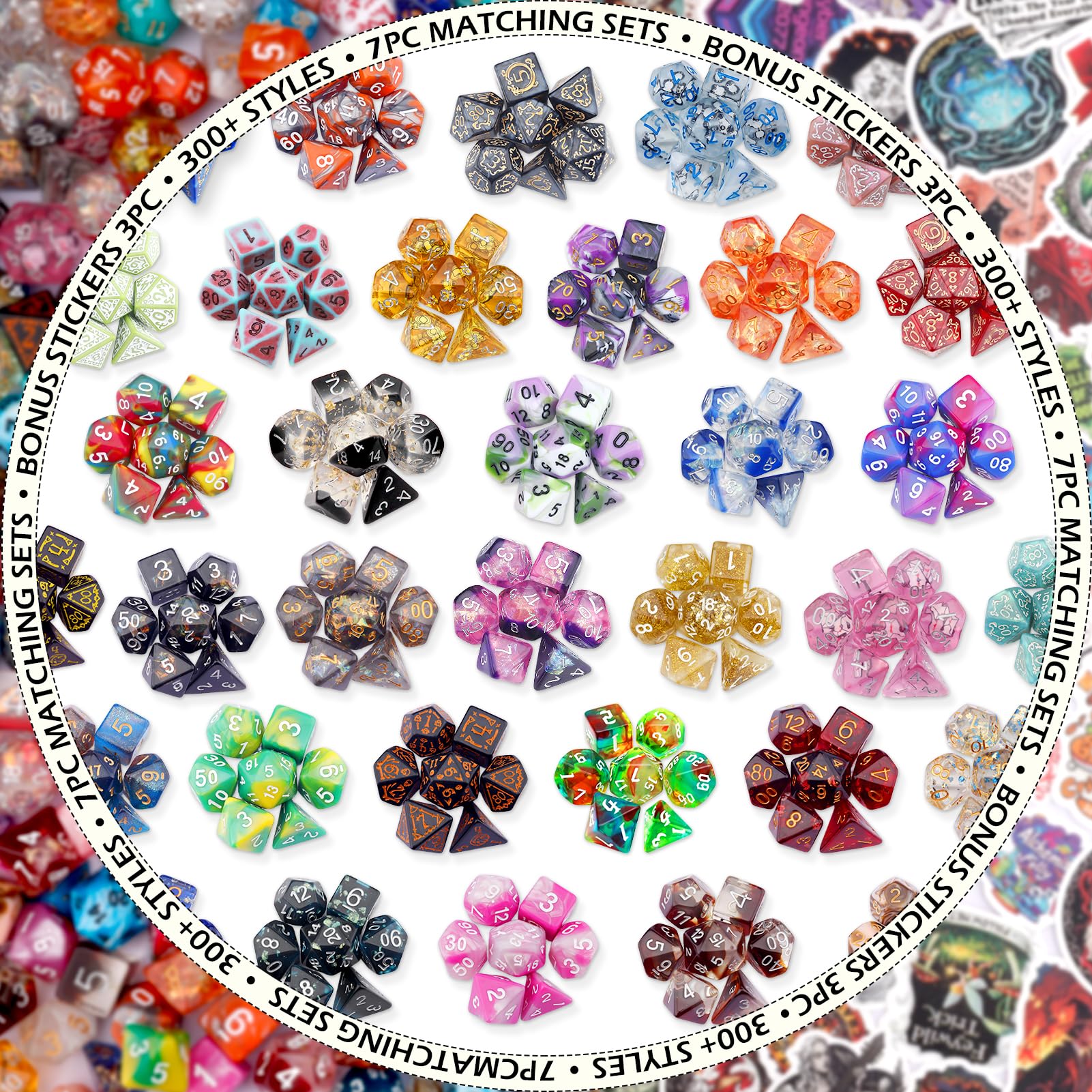 Haxtec Mystery Dice Set DND Dice Wide Range of Patterns Polyhedral Gaming Dice for Tabletop & Role-Playing RPG DND Gift - 5