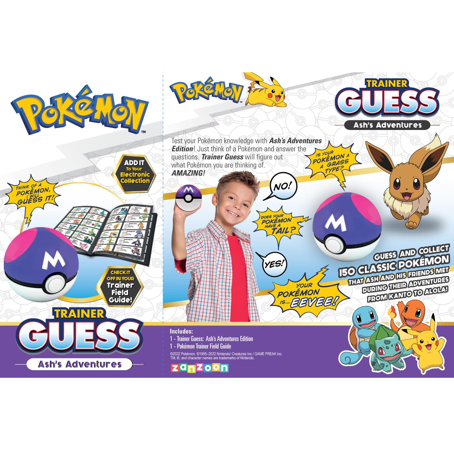 Pokemon Trainer Guess - Ash Adventures - Electronic Guessing Game, Collect 150 Pokemon, Field Guide, Talk to Your Light & Sound Poke Ball, Kids 6+ Brown Box Packaging - 11