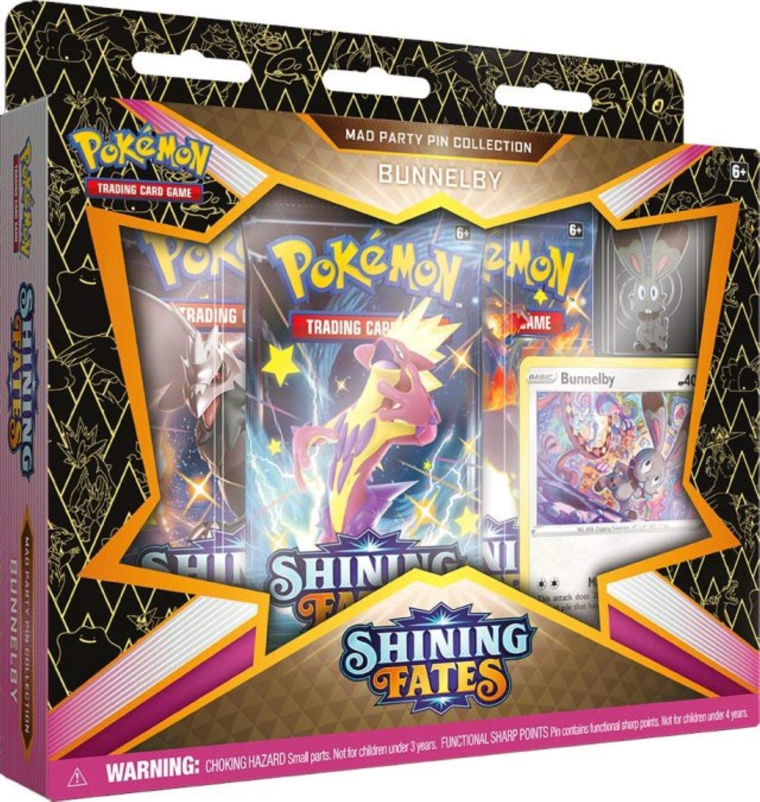 Pokemon Sword & Shield 4.5 Shining Fates Mad City Pin Party Bunnelby - 2