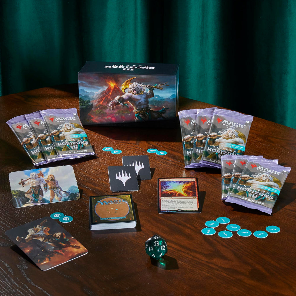 Magic: The Gathering Modern Horizons 3 Bundle - 9 Play Boosters, 30 Land Cards + Exclusive Accessories - 6