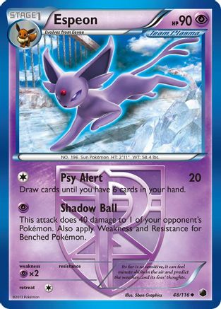 Espeon 48/116 - Plasma Freeze Reverse Holofoil - Single Cards