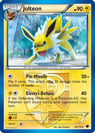 Jolteon 34/116 - Plasma Freeze Reverse Holofoil - Single Cards