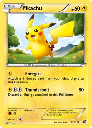 Pikachu 115/114 - Black & White Holofoil - Single Cards