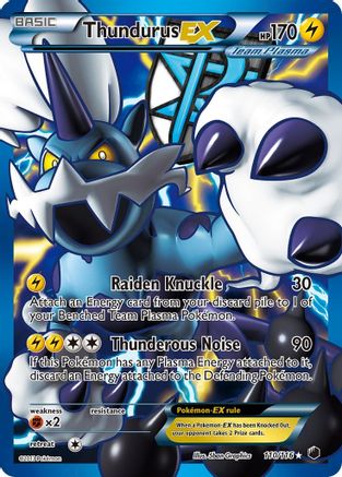 Thundurus EX (Team Plasma) (110 Full Art) 110/116 - Plasma Freeze Holofoil - Single Cards