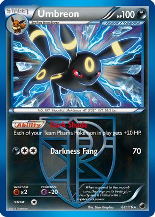 Umbreon 64/116 - Plasma Freeze Holofoil - Single Cards