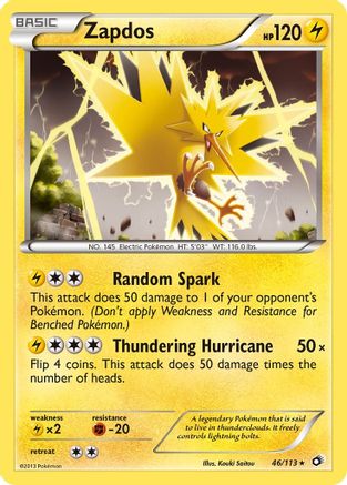 Zapdos 46/113 - Legendary Treasures Holofoil - Single Cards