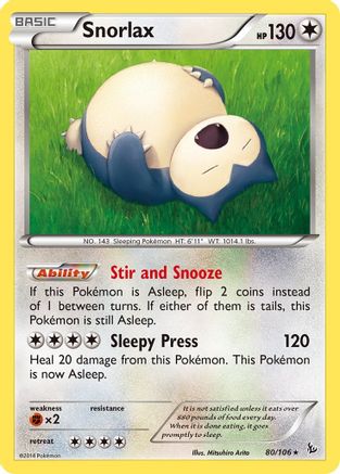 Snorlax 80/106 - Flashfire Reverse Holofoil - Single Cards