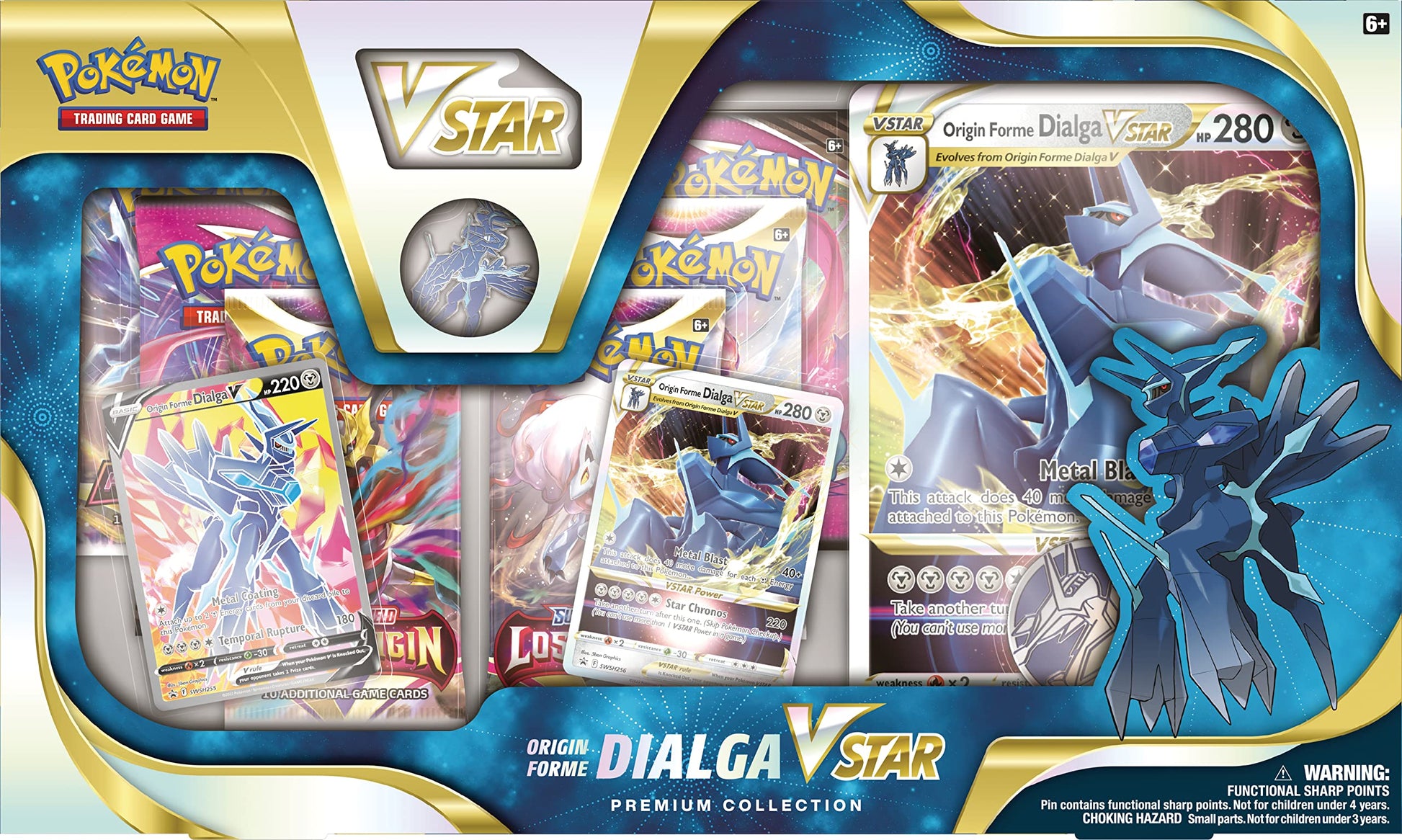 Pokémon TCG: Origin Forme Dialga VSTAR Premium Collection (2 Etched Foil Promo Cards, 1 Foil Oversize Card & 5 Booster Packs) - 4