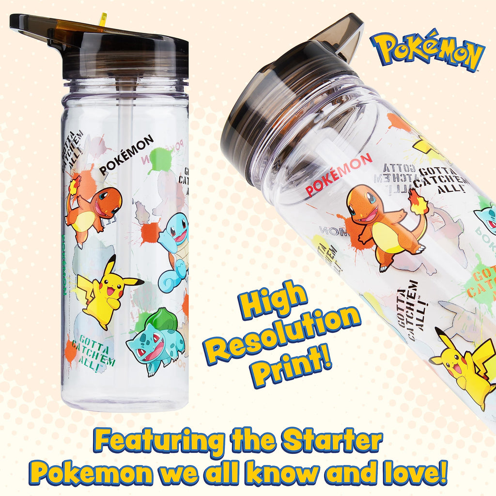 Pokemon Water Bottle for Kids with Straw, 19.6oz Plastic Reusable Drink Bottle - 4
