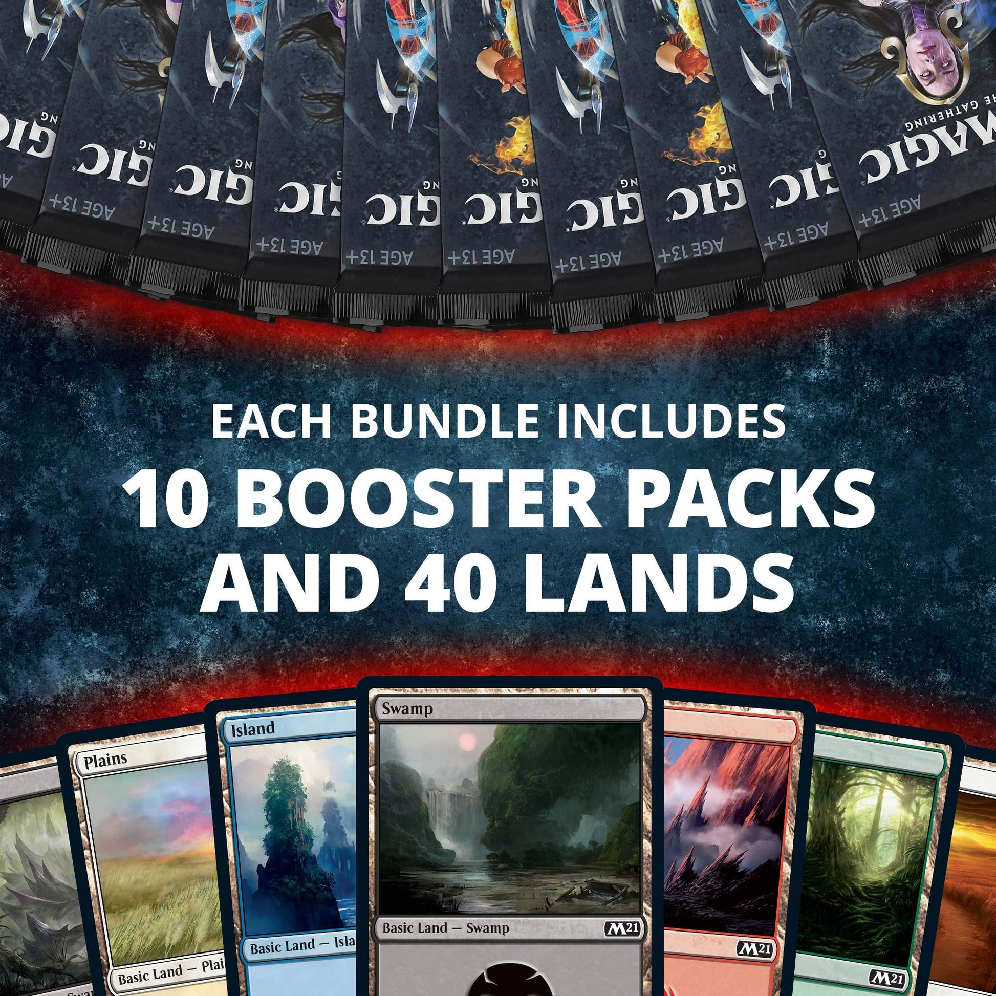 Magic: The Gathering Core Set 2021 (M21) Bundle | 10 Booster Packs + 40 Lands (190 Cards) | Accessories - 7