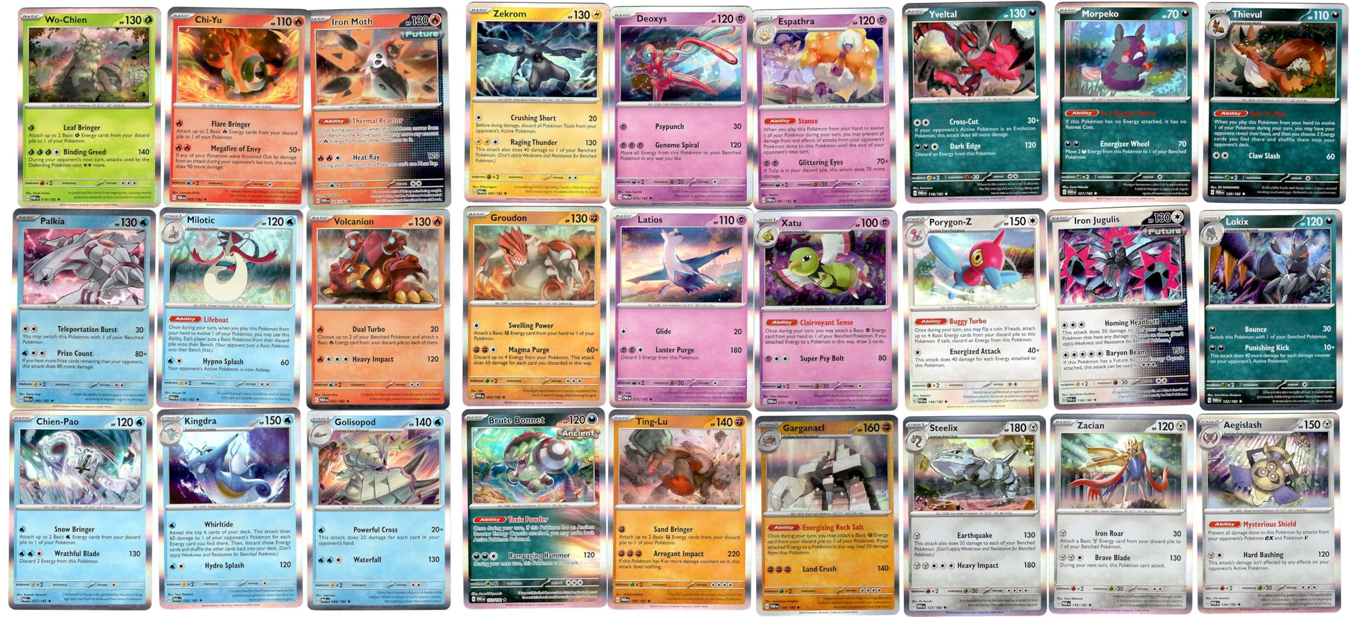 Pokemon Paradox Rift - Complete Rare Set - 27 Card Lot - Holo Rare - Groudon Palkia Zekrom Deoxys