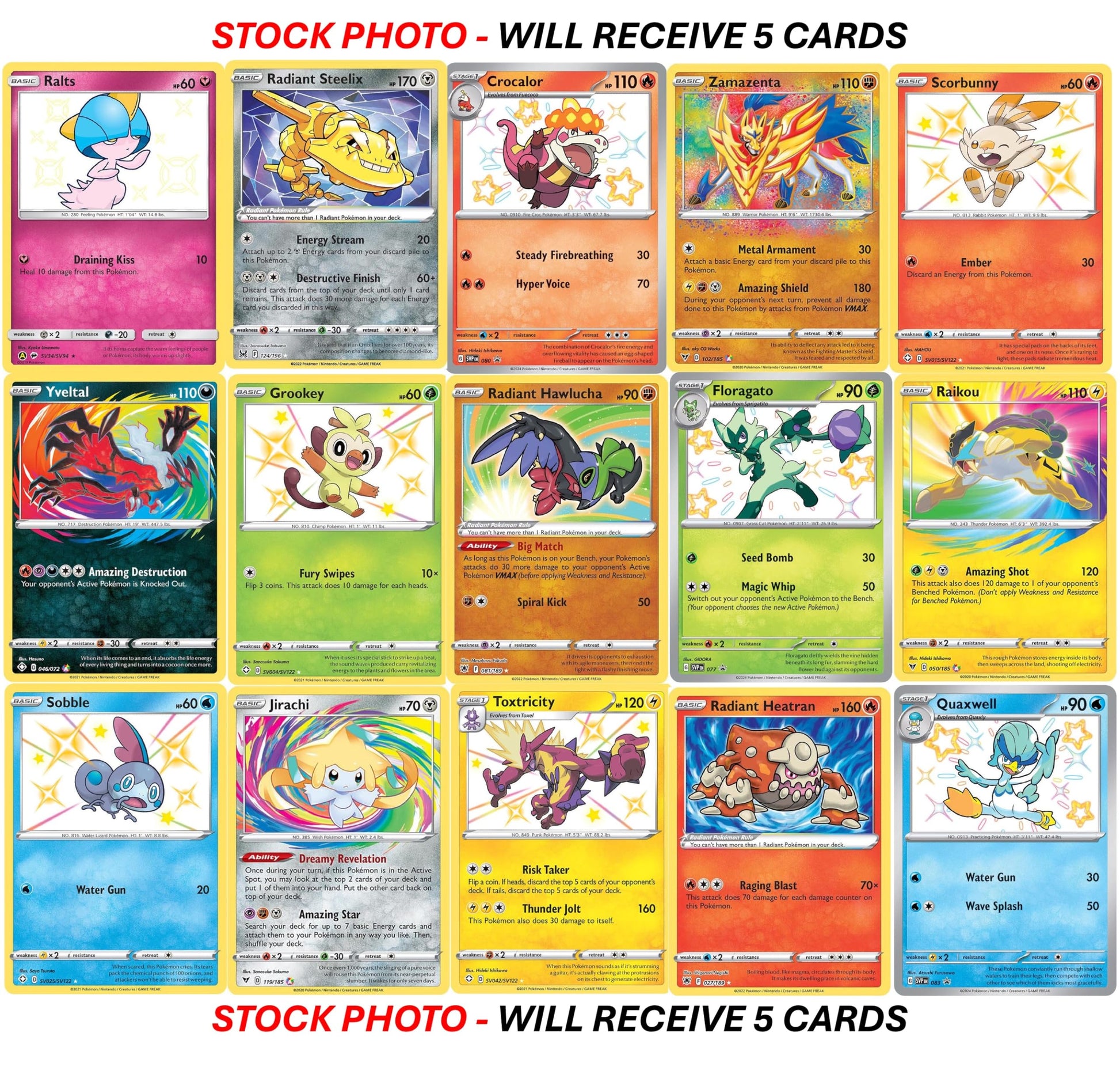 5 Pokemon Card - Shiny Rare/Radiant Rare/Amazing Rare Lot - 5 Assorted Cards - No Duplicates - 3