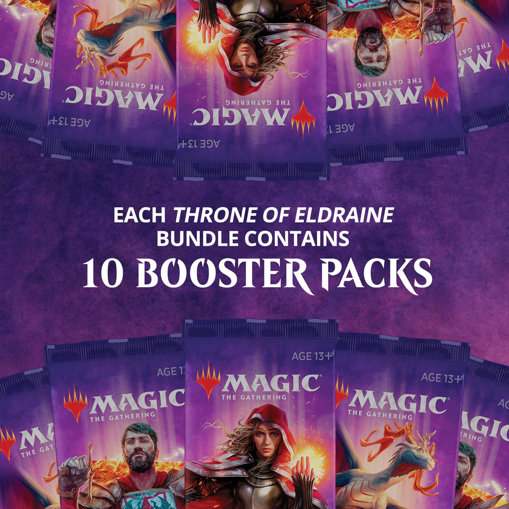 Magic: The Gathering Throne of Eldraine Bundle | 10 Booster Pack (150 Cards) | Accessories - 5
