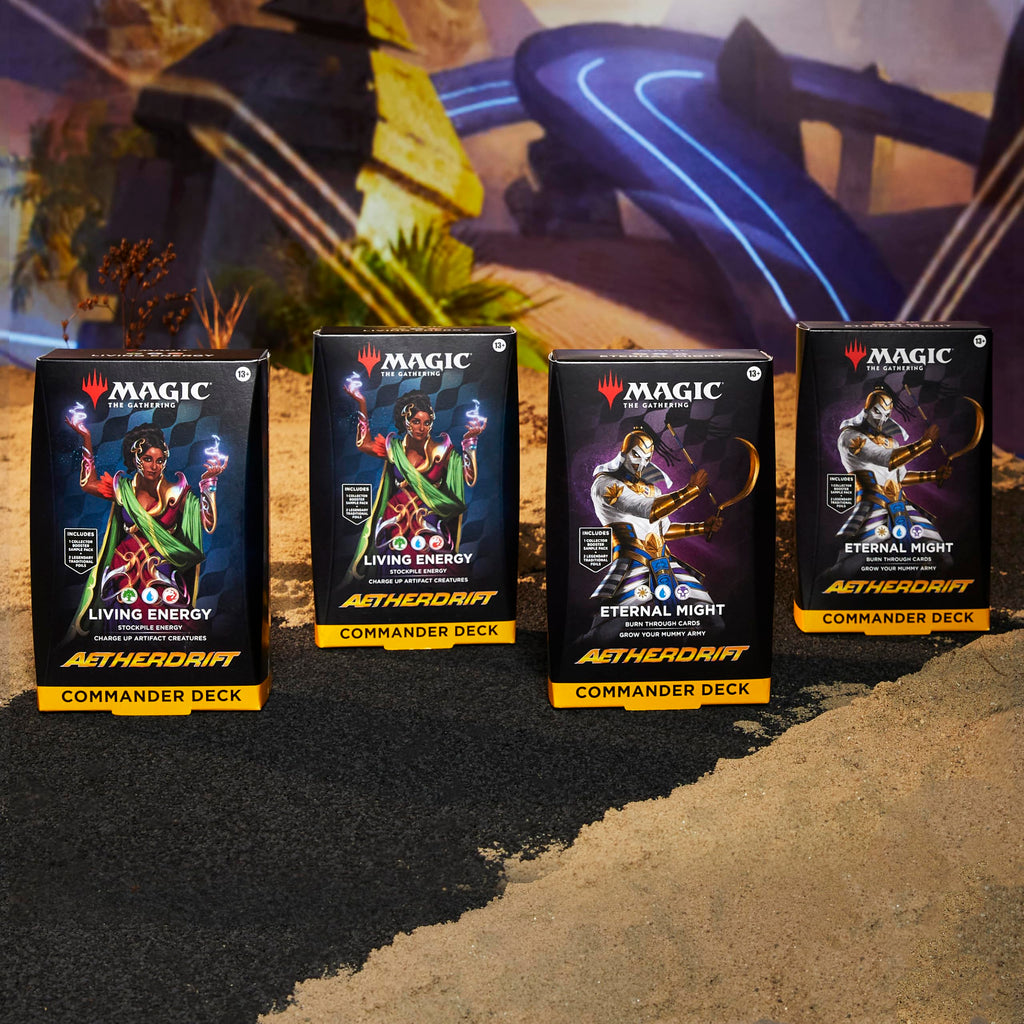 Magic The Gathering Aetherdrift Commander Deck Bundle - 2 of Each Deck (2 Living Energy + 2 Eternal Might) - 7