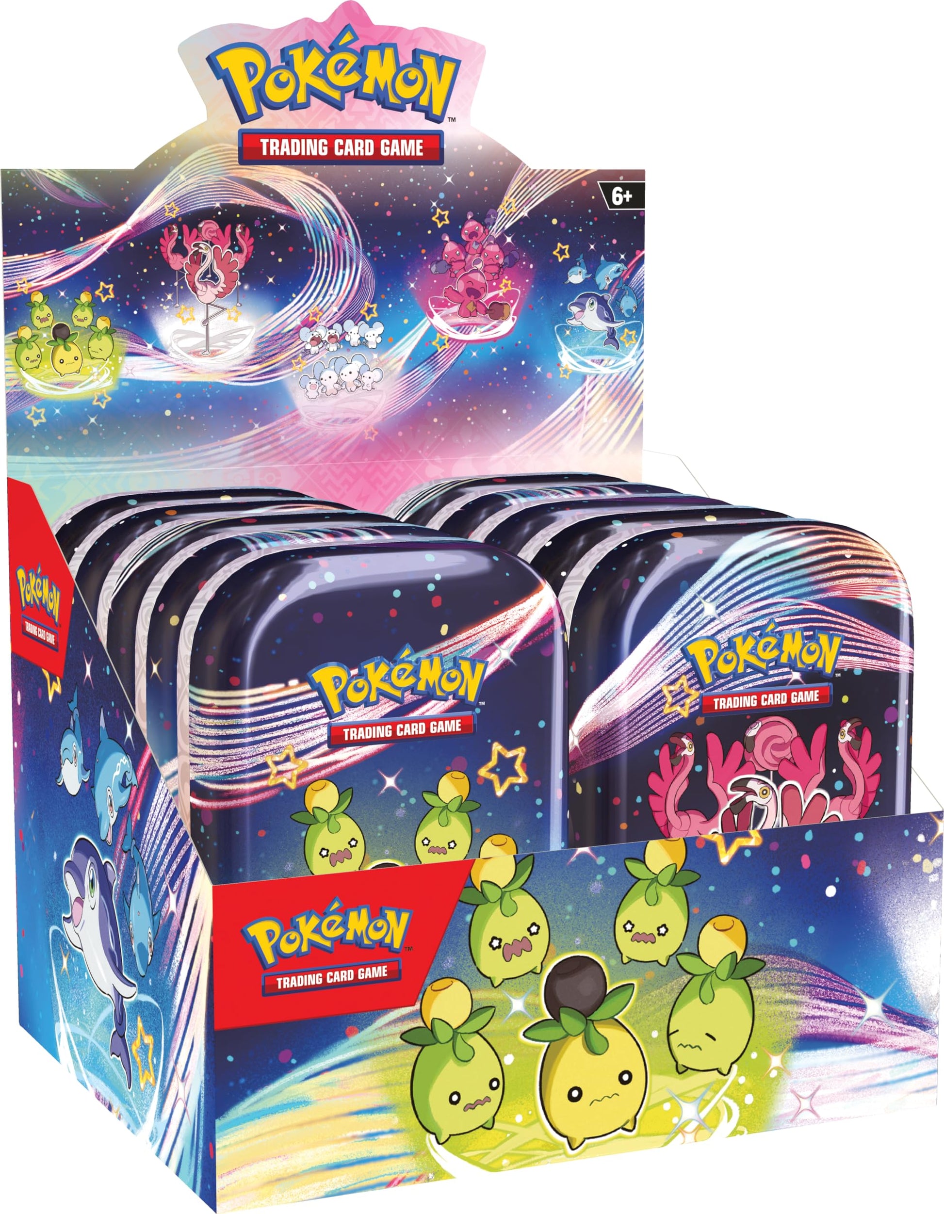 Pokémon TCG - Scarlet & Violet - Paldean Fates Mini Tin (Maushold/Smoliv/Tinkatink/Finizen/Flamigo - 1x Random, Black - 7
