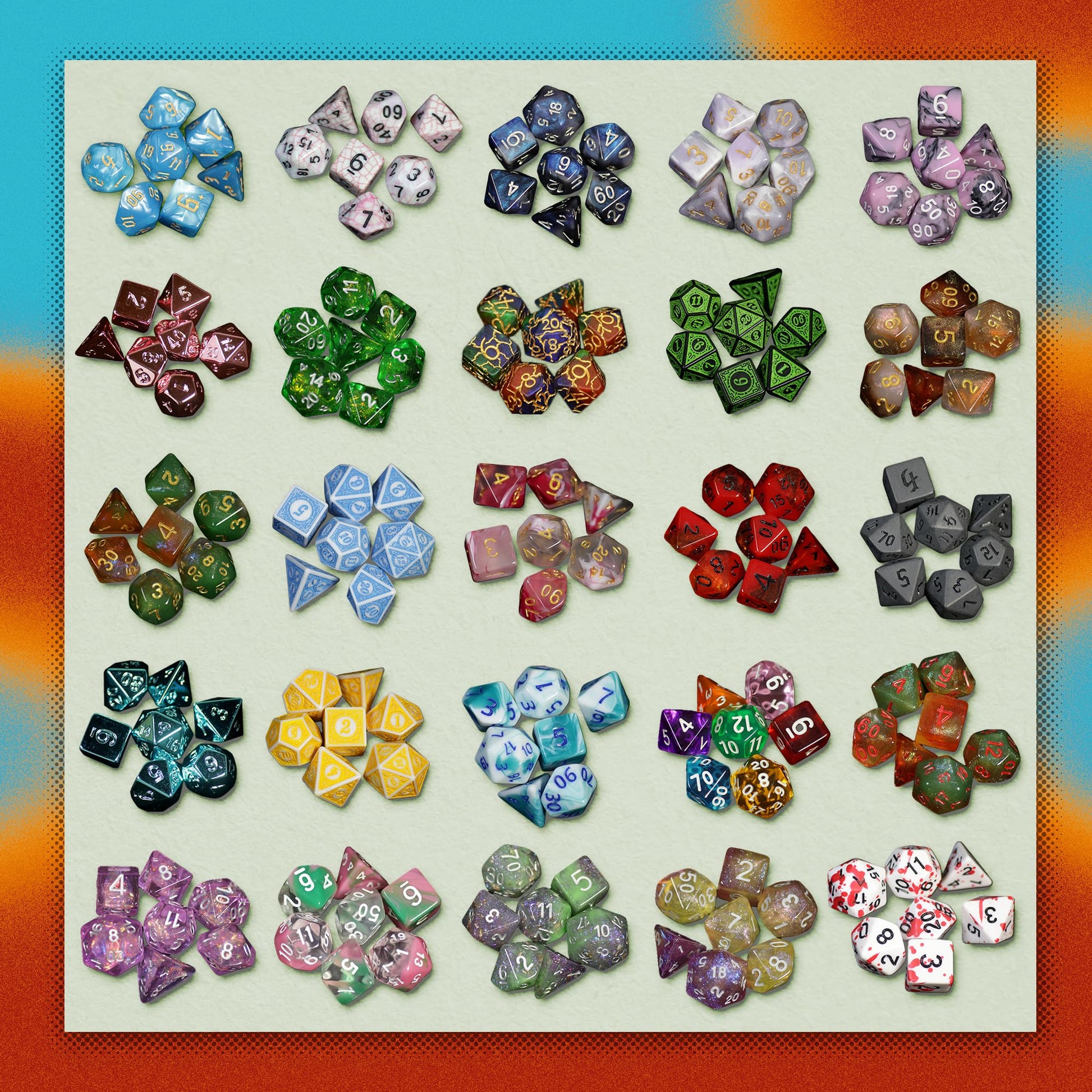 1985 Games Mystery Dice, DND Dice Set of 7 Polyhedral Dice, Wide Range of Patterns, Gaming Dice, Suitable for Role Playing, Table Games (Mystery Pack of 1) - 7