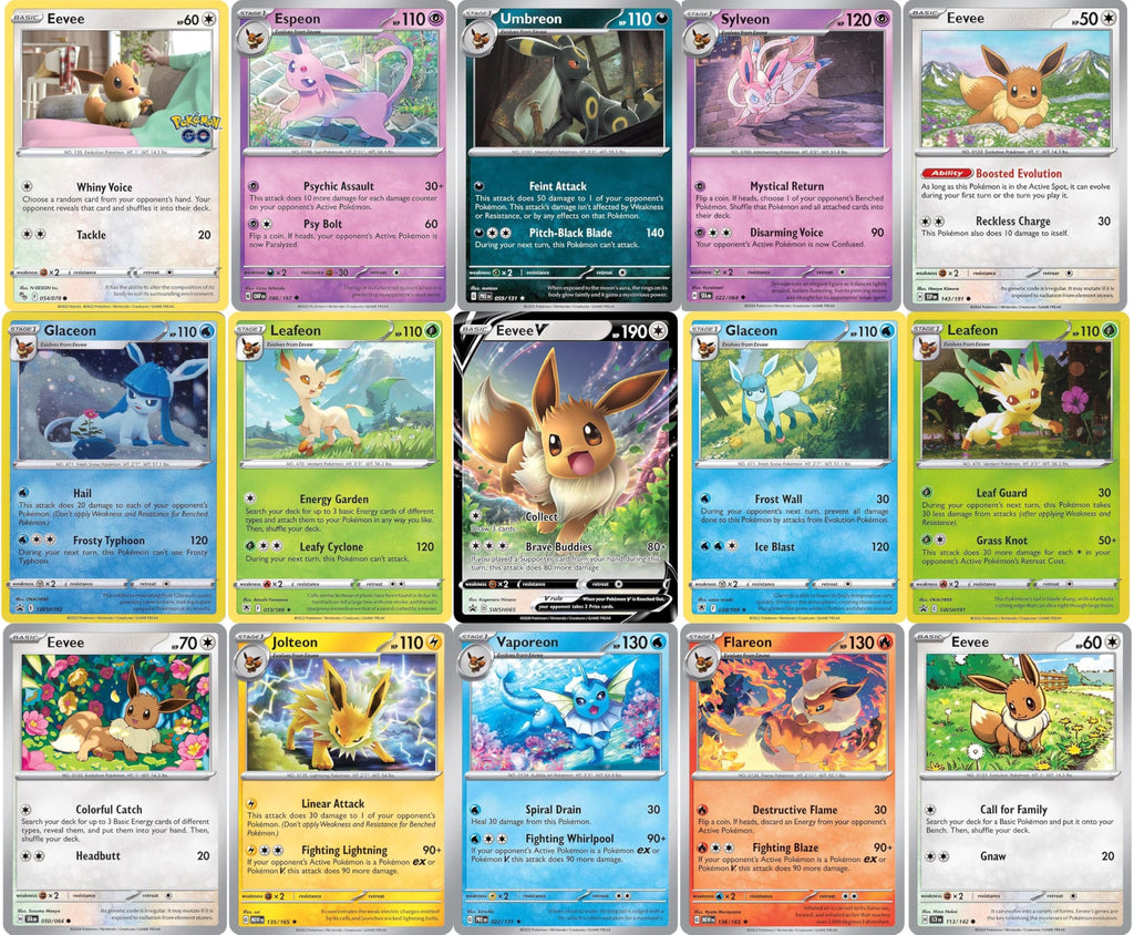 Pokemon Eevee Card Bundle - Guaranteed 1 Ultra Rare - 5 Eeveelution Holofoil Cards - No Duplicates