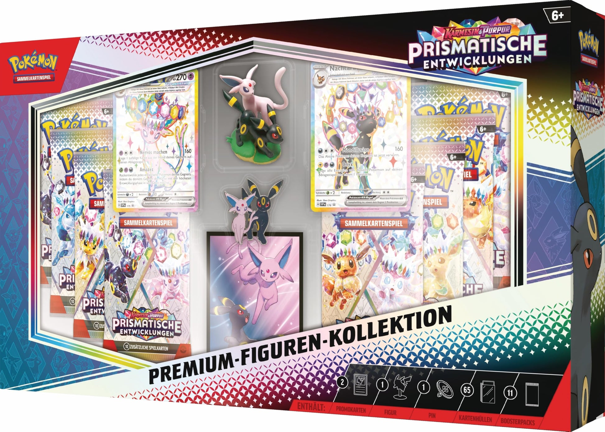 Pokémon Collectible Card Game: Karmesin & Purple Premium Figurines Collection - Prismatic Evolutions (2 Holographic Embossed Cards, 11 Boosters and More) - 6