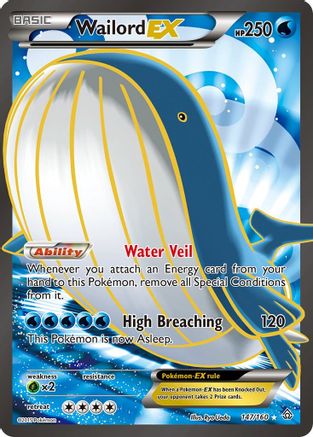 Wailord EX (147 Full Art) 147/160 - Primal Clash Holofoil - Single Cards