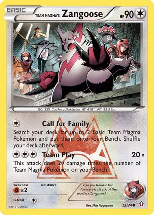 Team Magma's Zangoose 22/34 - Double Crisis Reverse Holofoil - Single Cards