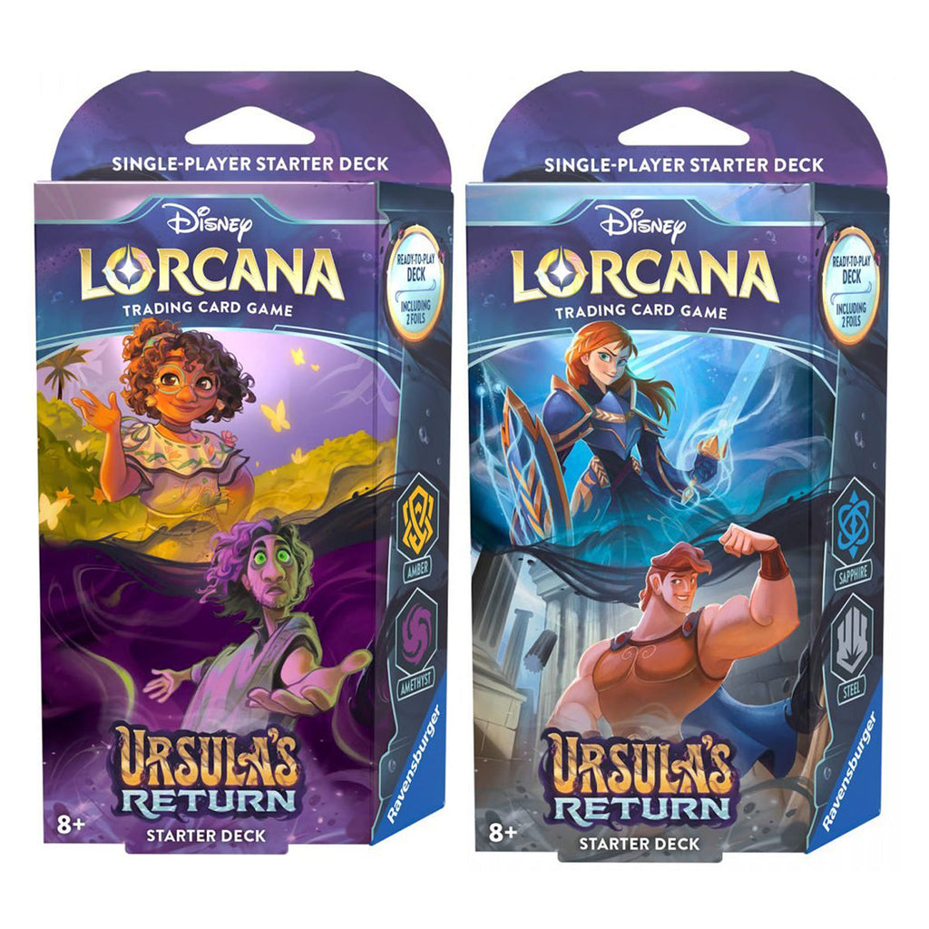 Disney Lorcana TCG Ursula's Return Starter Decks Amber & Sapphire (Pair) - Trading Card Games